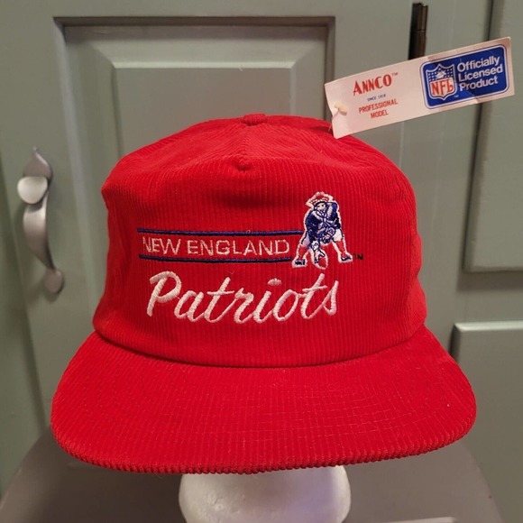 Other - VTG New England Patriots Corduroy Script Annco Snapback Hat Cap NEW NWT
